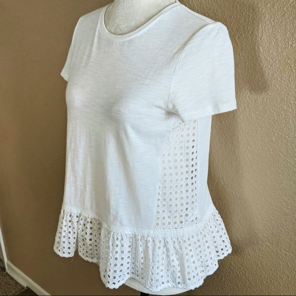 KATE SPADE BROOME ST Cotton eyelet peplum BLOUSE